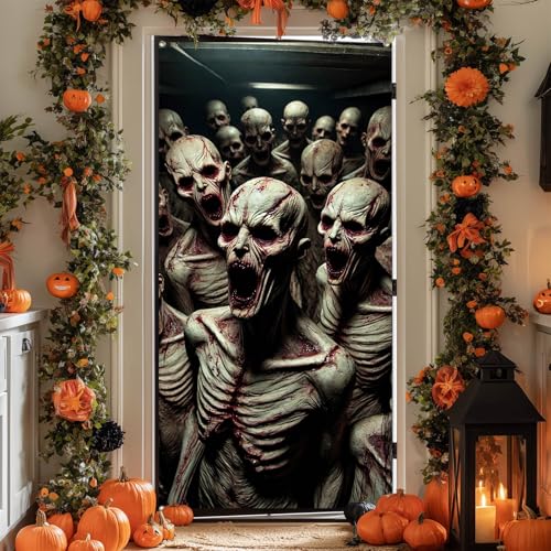 Halloween Entryway Banner Haunted House 35x71 Inch Polyester - Variation of THIS listing