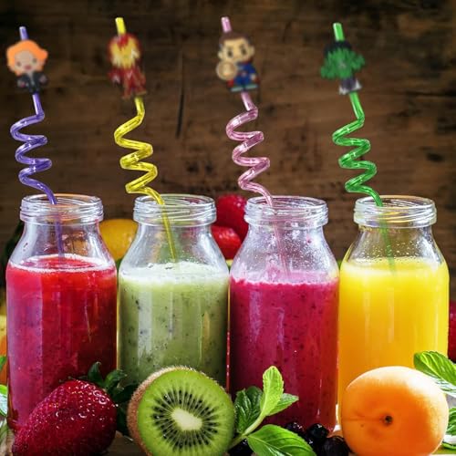 32-Pack Reusable Superhero Drinking Straws with Stickers for Kids Party Favors