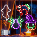 Halloween Indoor Window Decorations Lights 4 Pack - Ghosts Pumpkins Spiders with Remote