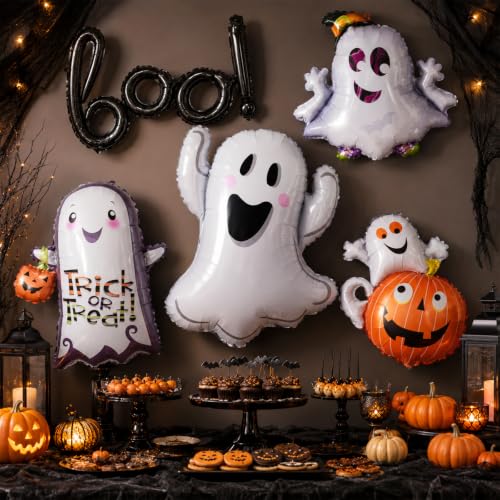 Halloween Foil Balloon Set with Ghost and Pumpkin - White Ghost Variation