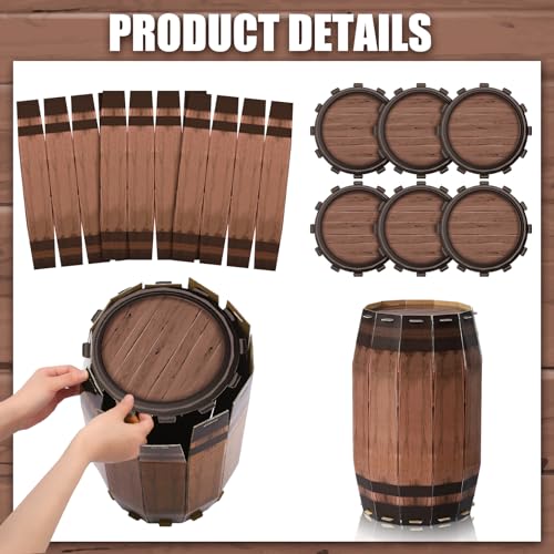 Western Party Decorations Wine Barrel Props - 15.75 x 9.84 Inches, 3 Pack