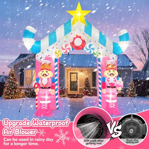 Pink Soldier 12FT Christmas Inflatable Archway with LED Lights - Outdoor Holiday Decor