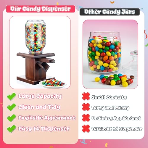 Wooden Candy Dispenser Machine Set - Deep Brown, 2 Pcs, Snack & Cereal Storage