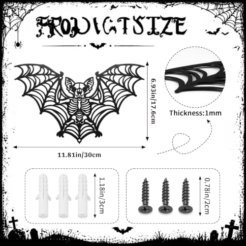 Halloween Gothic Bat Wall Decor Metal Skeleton 11.8 x 6.9 Inches