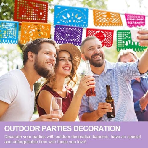 Multicolor Dia De Los Muertos Mexican Party Decorations - 6 PCS Papel Picado Banner Set