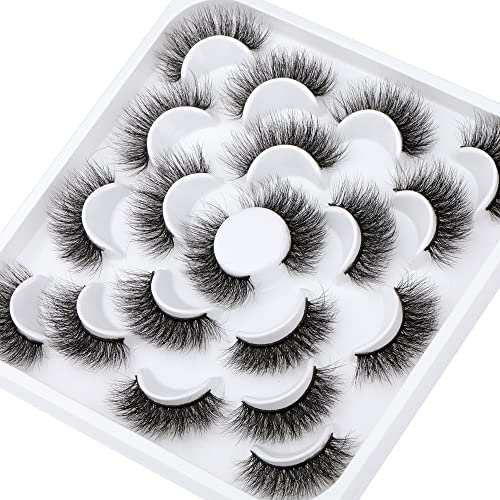Fuzzy Mink Lashes - 3D Volume False Eyelashes Pack - Handmade, Reusable, Thick Crossed Style - Variation: F- Volume Lashes