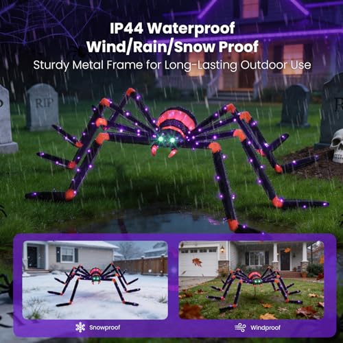 6.8FT Halloween Spider Decoration with 140 LEDs - Outdoor Spooky Decor Variation of This Listing