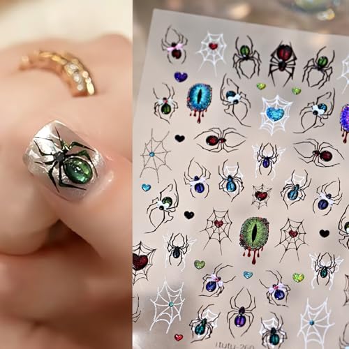 Halloween Nail Stickers 5D Embossed Spider Web Blood Dripping Design - Variation 4