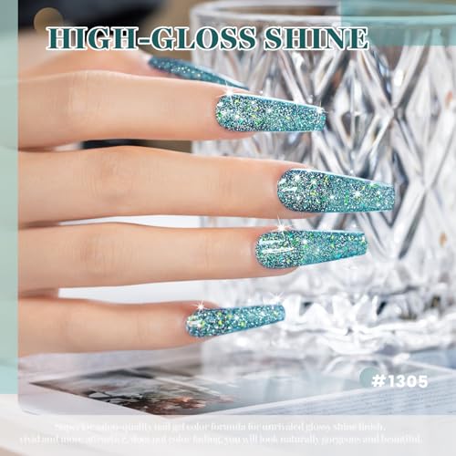 Reflective Glitter Gel Nail Polish - Dark Blue Rainbow Iridescent 7.5ml - Variation RAR1305