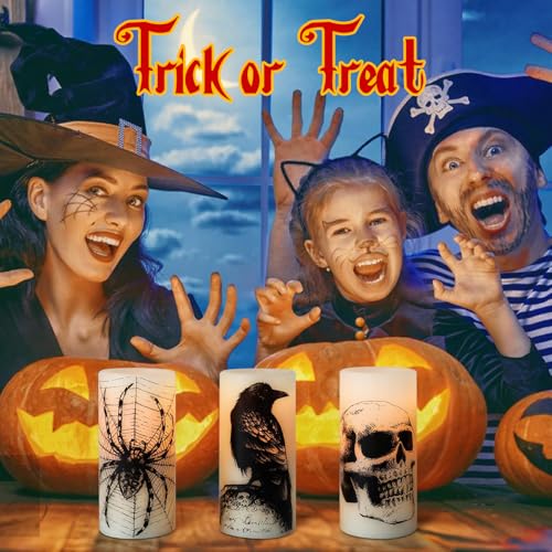 2-Skull Rechargeable Halloween Flameless Candles with Remote & Timer