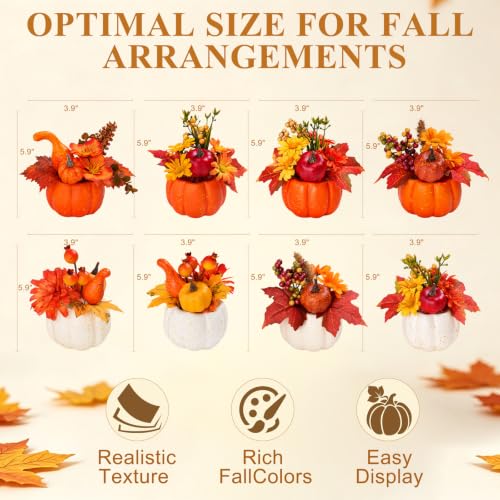 Mini Pumpkin Tower-8 Faux Fall Pumpkins for Halloween Thanksgiving Fall Decor