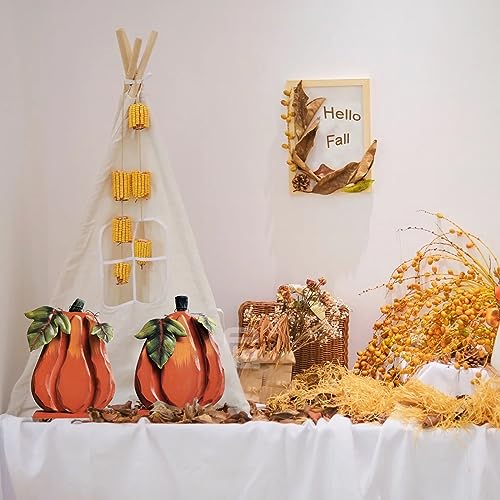 Rustic Wooden Fall Pumpkin Decor Indoor Standing Harvest Pumpkin