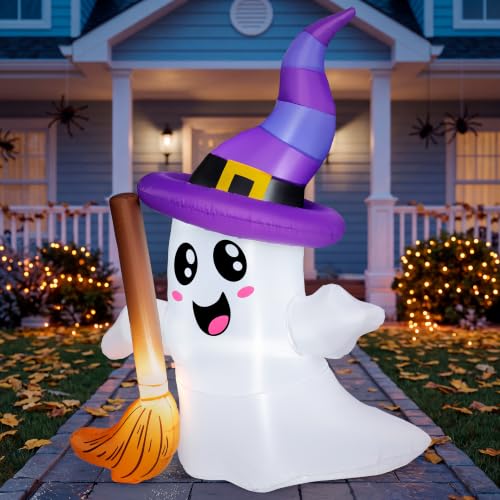 Halloween Inflatable Ghost with LED Lights, 6 Feet Outdoor Yard Decoration