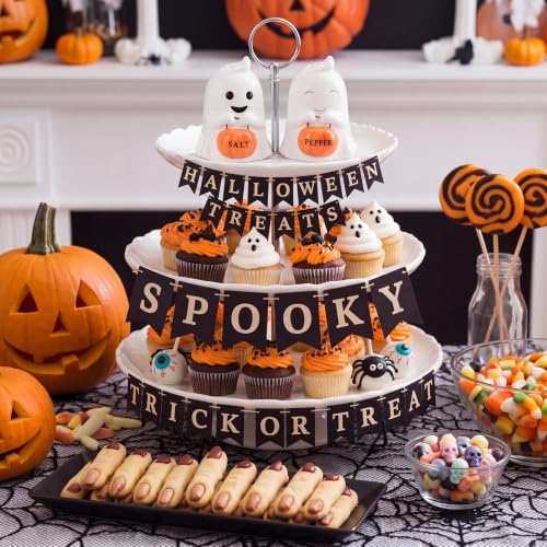 Halloween Ghost Salt and Pepper Shakers Set - Ceramic, Festive Table Decor