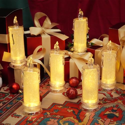 LED Flameless Candles Battery Operated 6 Pack - White, Safe & Realistic Flame Effect