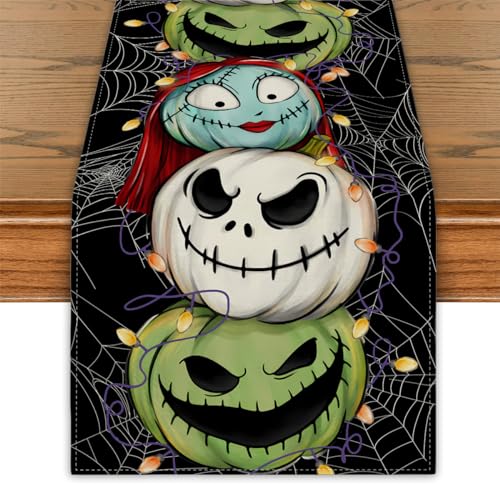 Halloween Table Runner 13x72 Inch Spooky Home Party Decor - Linen Fabric