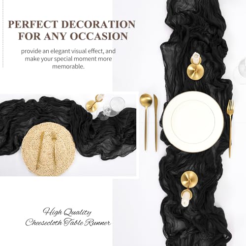 Black Cheesecloth Table Runner 16 Pack 10Ft Rustic Gauze Wedding Party Decor