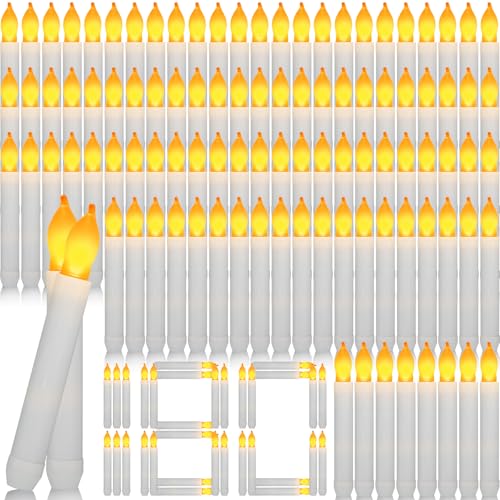 Macarrie 180 Pcs Flameless LED Taper Candles 6.7 Inches - Yellow Flashing