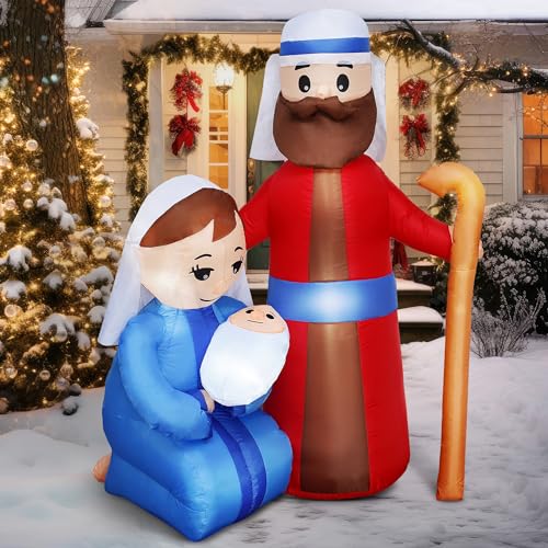 6 FT Christmas Inflatable Nativity Scene with LED Lights Indoor Outdoor Yard Decor
