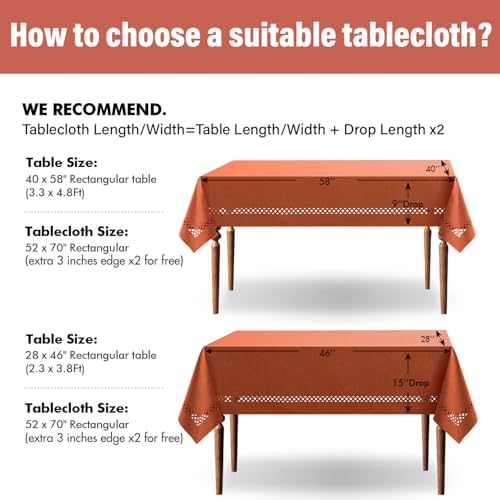 MIULEE Burnt Orange Fall Rectangle Tablecloth 52x70 Inch with Cutouts - Autumn Decor