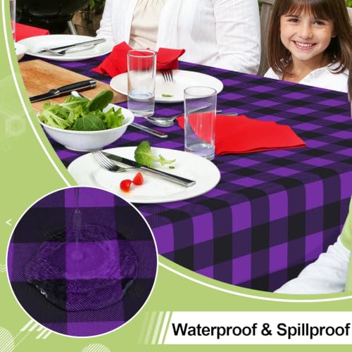 Halloween Vinyl Tablecloth 60x102 Inches with Flannel Backing - Black & Purple