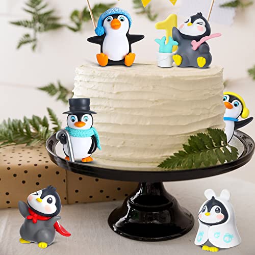 Cute Mini Penguin Figurines Set - 30 Pcs Winter Cake Toppers & Party Decorations
