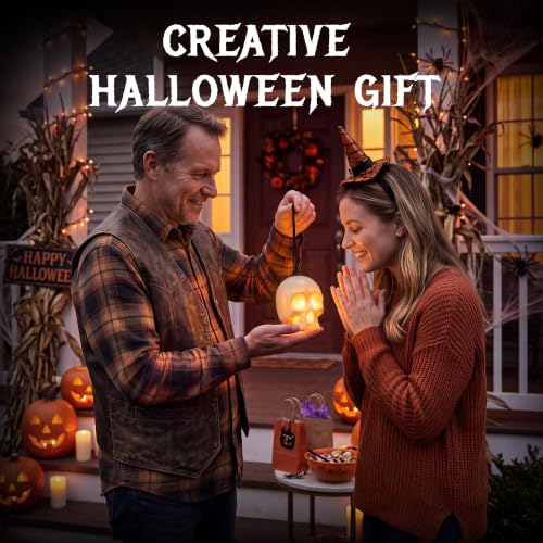 EverBrite 3-Pack Halloween Skull Lamps with Music & 5 Lighting Modes - Spooky Decor