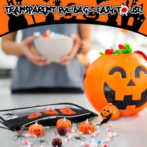Halloween Boo Theme Clear Makeup Bag Set Waterproof PVC Pouches - 2 Pieces