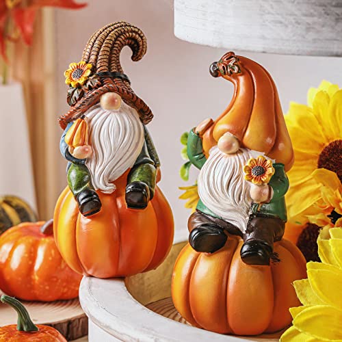 Fall Gnome Figurines Set - Pumpkin Decor for Thanksgiving & Halloween