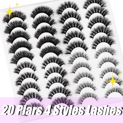 D2 Cat Eye False Eyelashes 4 Styles 20 Pairs 8D Mink Look Voluminous Lashes