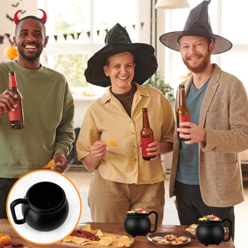 12PCS 15 oz Cauldron Mugs Black Witches Brew Cups for Halloween & Parties