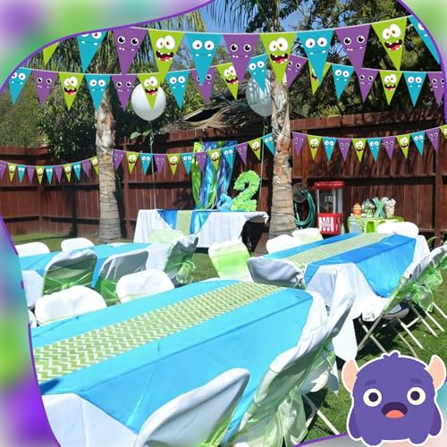 Monster Triangle Banner Party Pennant Set - Multi Color, 5 Pieces, 49 Ft