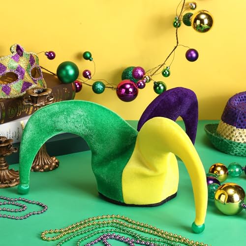 Mardi Gras Tree Topper Jester Clown Hat Decorations for Home & Party