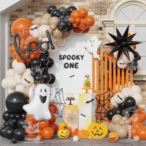 Halloween Little BOO Balloon Garland Arch Kit - Burnt Orange & Black 151 Pcs