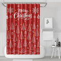 Christmas Shower Curtain Set Waterproof Fabric Holiday Bathroom Decor - Red Tree Snowflake 72x72 Inch with Hooks
