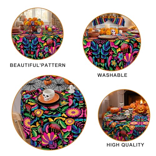 Mexico Tablecloth 70 Inch Round - Festive Cinco De Mayo Fiesta Decorations, Seasonal Polyester Table Cover - Variation: Mexico / 70" Round