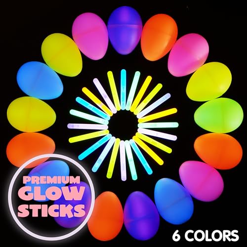Easter Egg & Glow Stick Set - 200pcs Eggs + 300pcs Glow Sticks, Party Favors & Hunt Supplies - Variation of THIS listing