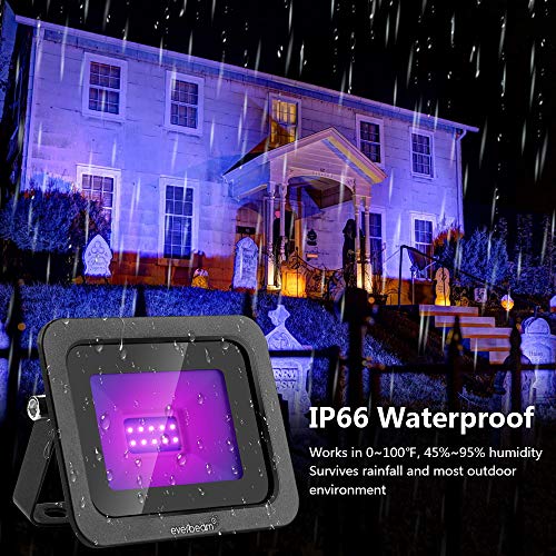 395nm 10W UV LED Black Light Flood Lamp Waterproof Stage Party Lighting - Black