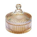 Crystal Glass Candy Dish with Lid - Amber 220ML / 7.4OZ Decorative Jar