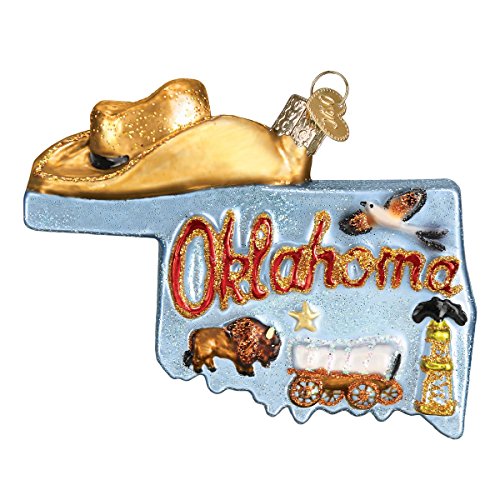Oklahoma State Glass Blown Christmas Ornament - Handcrafted Holiday Decoration