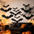 Black Halloween Hanging Bats Set - 3D Realistic Flying Bat Decorations for Yard & Indoor, 18pcs