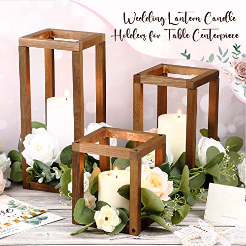 12 Pcs Wooden Candle Lanterns Set - Rustic Decor for Indoor and Outdoor Use - Variation of THIS listing