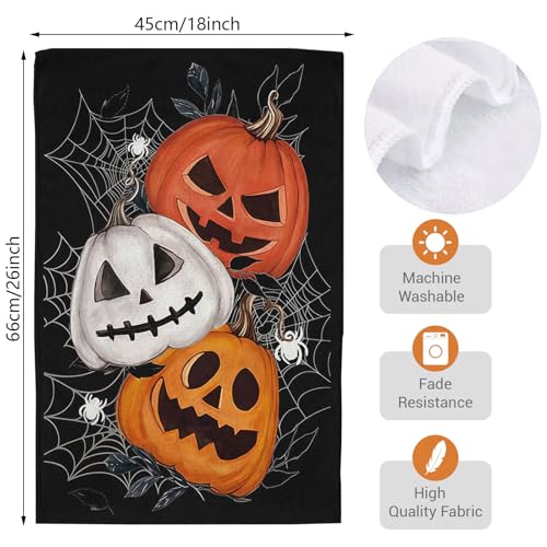 Halloween Black Pumpkin Dish Towels Set of 2 - Spider Web Hand Towels 18x26 F
