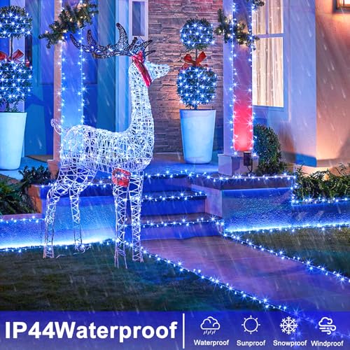 Outdoor Blue 131FT 400 LED String Lights with Extension & 8 Modes