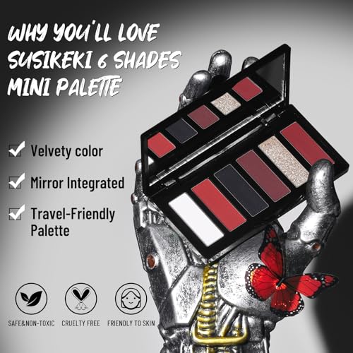 Mini Red Eyeshadow Palette with Mirror - Gothic, Halloween, Cosplay Makeup