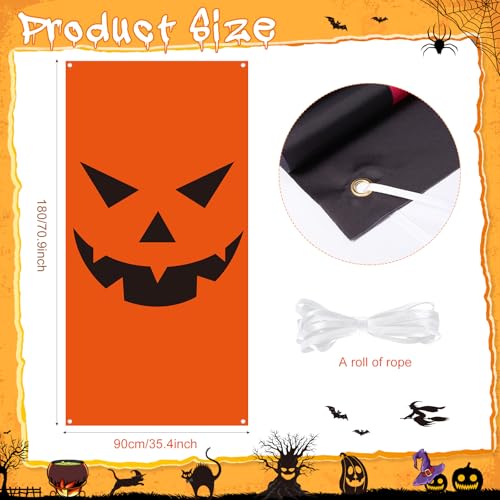 Halloween Pumpkin Door Cover Decorations - 71 x 35 Inch, Mainly Orange