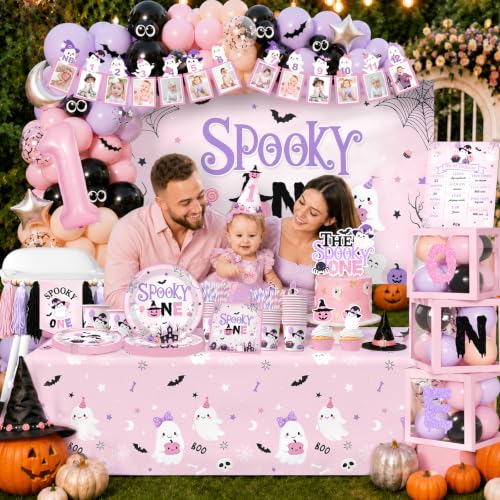 Pink Halloween 1st Birthday Decorations Kit for Girl - Spooky Party Supplies 274Pcs