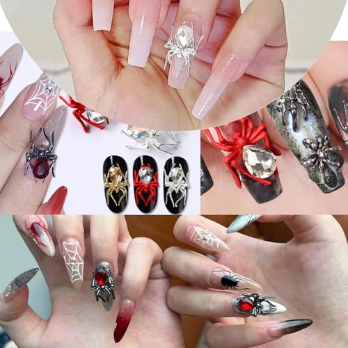 Halloween Nail Art Rhinestones 3D Spider Charms - Manicure Decorations Set