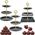Honeydak 3 Sets 3-Tier Cupcake Stand Cake Dessert Display - Black
