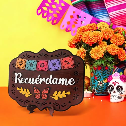 Day of the Dead Skeleton Wooden Table Centerpiece Sign - Dancing Skeleton Variation